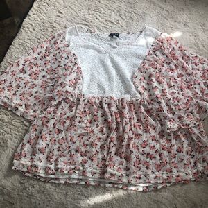 Torrid Floral Blouse with Lace Detailing